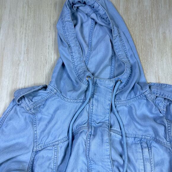 Lorna Jane LJ Black Chambray Denim Casual Outdoor Parka Hooded Jacket Medium - Picture 7 of 16
